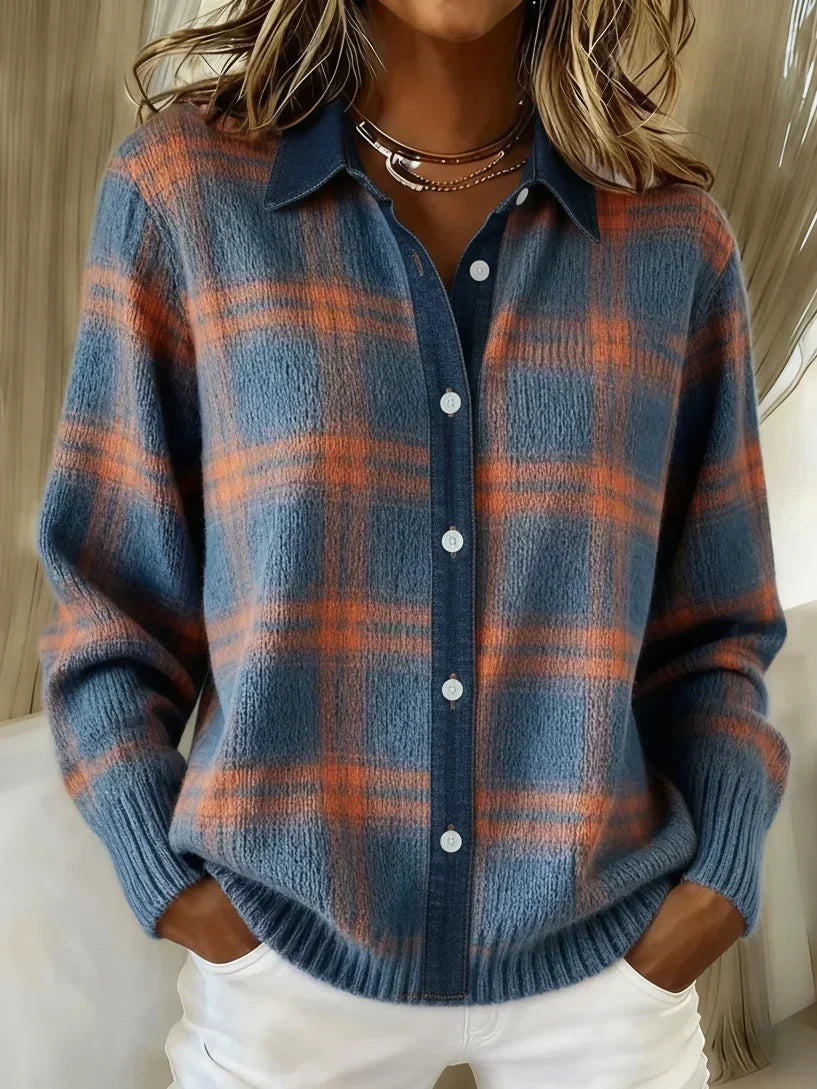 Anna | Soft Knit Plaid Cardigan