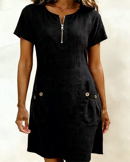 Velariv | Cotton Dress with Zipper Pocket