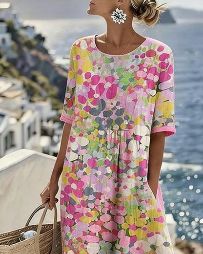 ALENA™ - ELEGANT SUMMER MIDI DRESS WITH FLORAL PATTERN