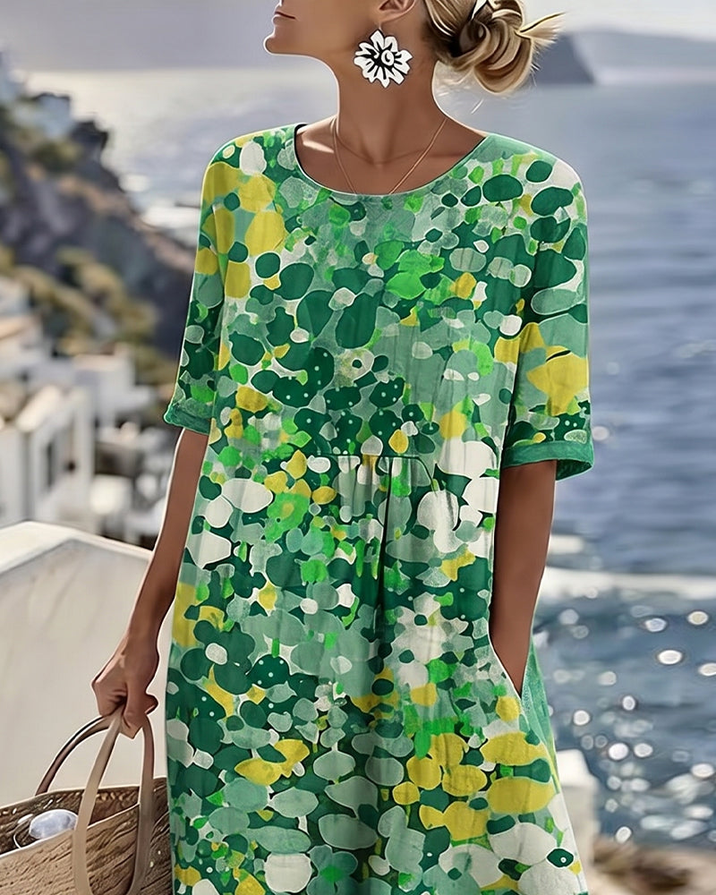 ALENA™ - ELEGANT SUMMER MIDI DRESS WITH FLORAL PATTERN