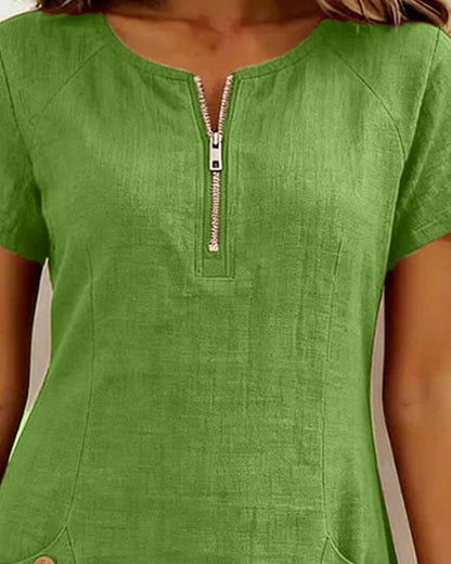 Velariv | Cotton Dress with Zipper Pocket