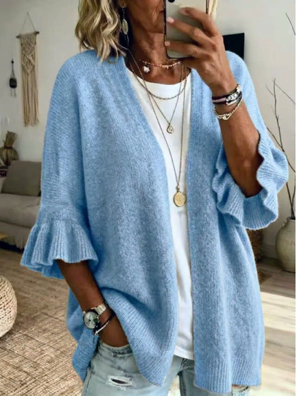 Elena | Stylish Knitted Cardigan with Ruffle Sleeves