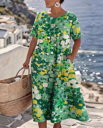 ALENA™ - ELEGANT SUMMER MIDI DRESS WITH FLORAL PATTERN