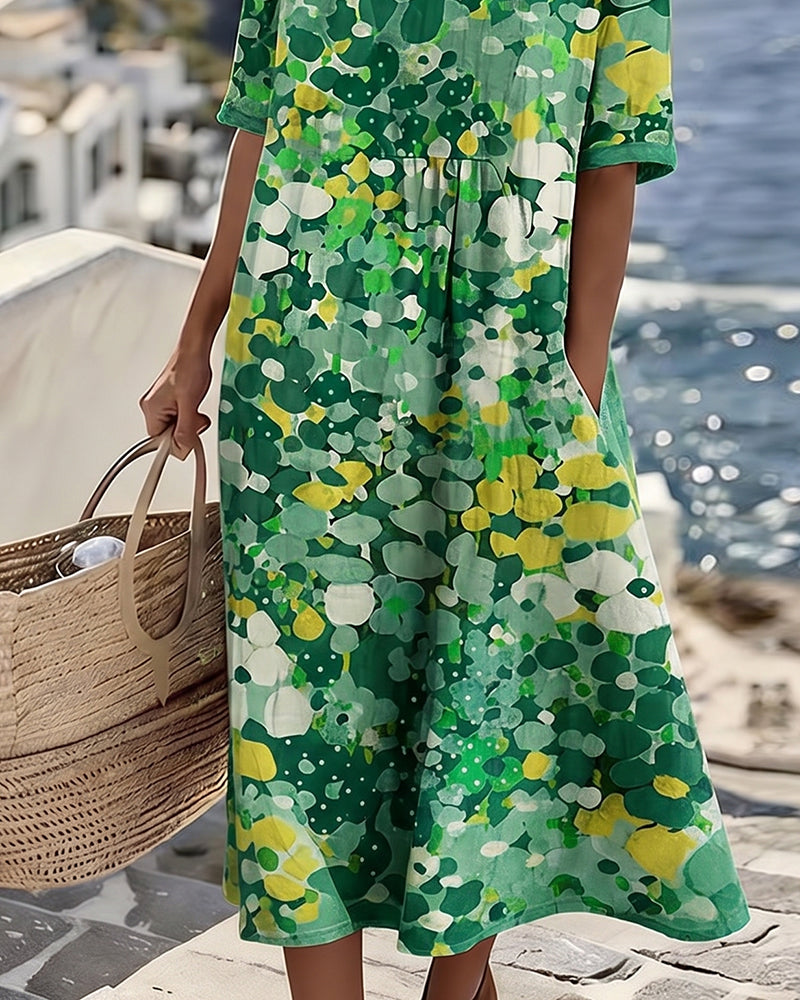 ALENA™ - ELEGANT SUMMER MIDI DRESS WITH FLORAL PATTERN