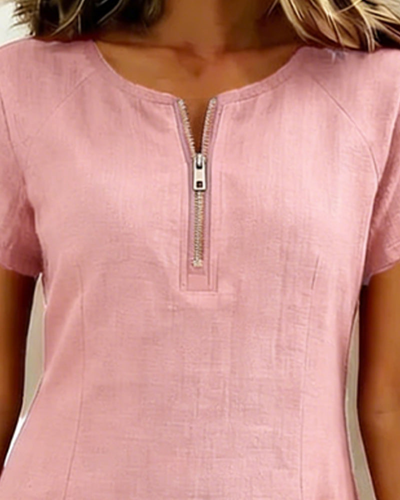 Velariv | Cotton Dress with Zipper Pocket