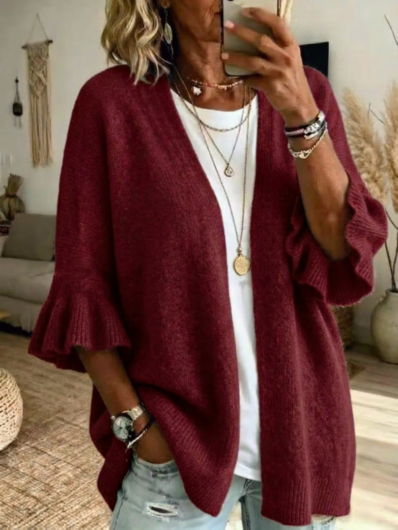 Elena | Stylish Knitted Cardigan with Ruffle Sleeves