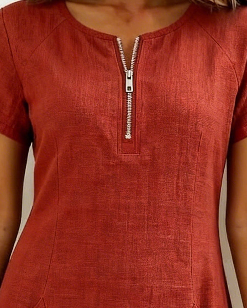Velariv | Cotton Dress with Zipper Pocket