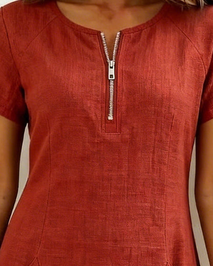 Velariv | Cotton Dress with Zipper Pocket