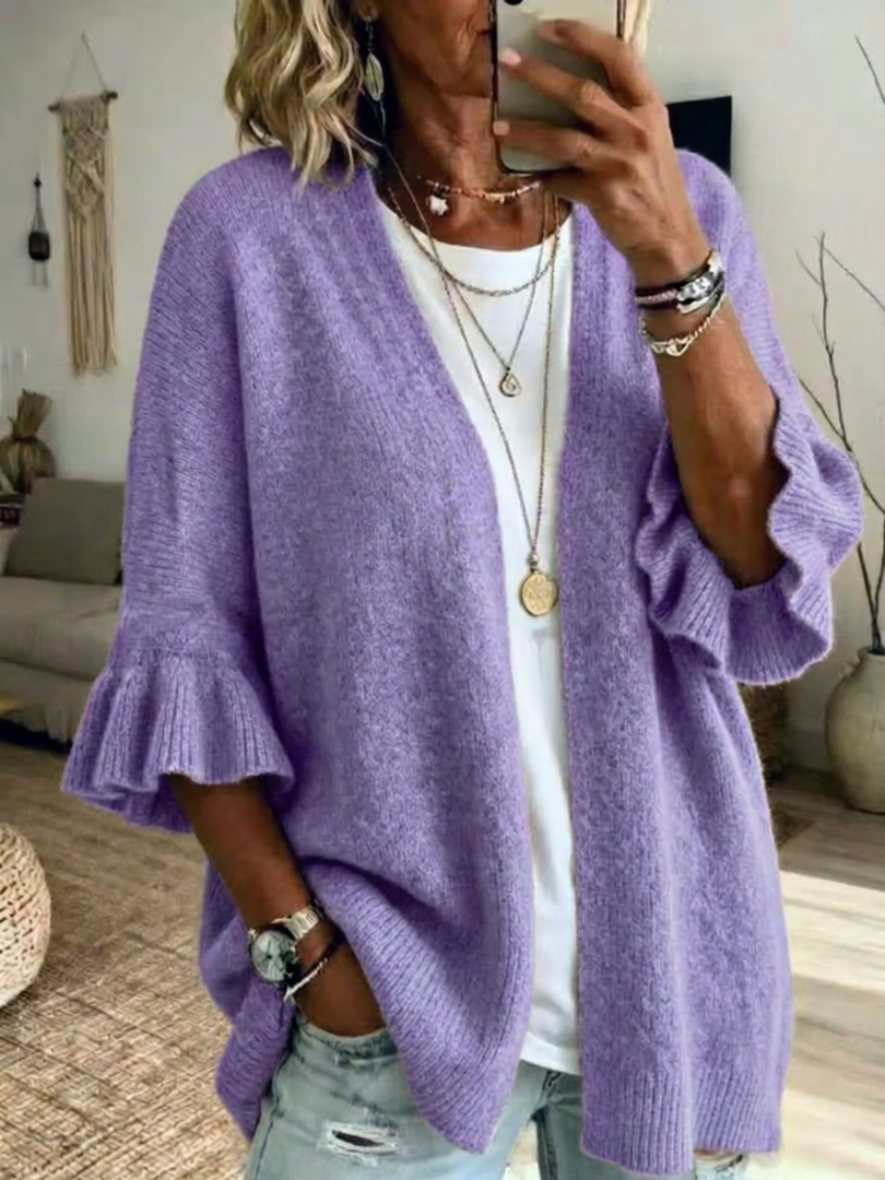Elena | Stylish Knitted Cardigan with Ruffle Sleeves