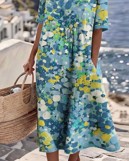 ALENA™ - ELEGANT SUMMER MIDI DRESS WITH FLORAL PATTERN