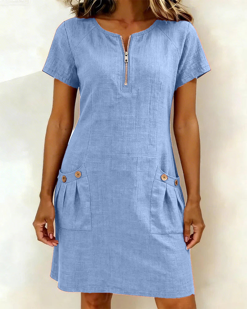 Velariv | Cotton Dress with Zipper Pocket