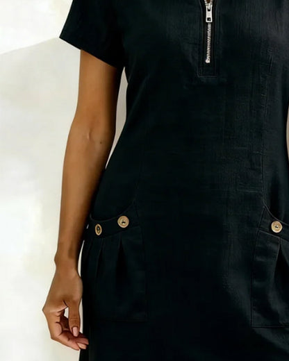 Velariv | Cotton Dress with Zipper Pocket