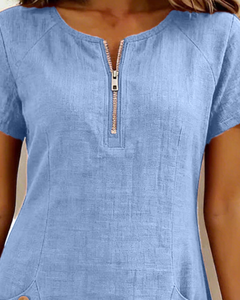 Velariv | Cotton Dress with Zipper Pocket