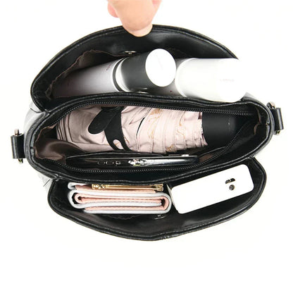 Chic Embroidered Leather Tote and Crossbody Bag for Women