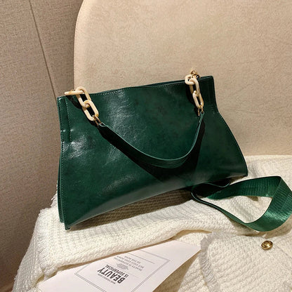 Chic Soft Leather Shoulder Bag - Spacious Fashion Handbag