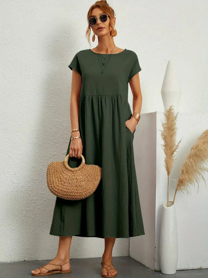 Gabrielle™ | Timeless Elegance Fluid Midi Dress