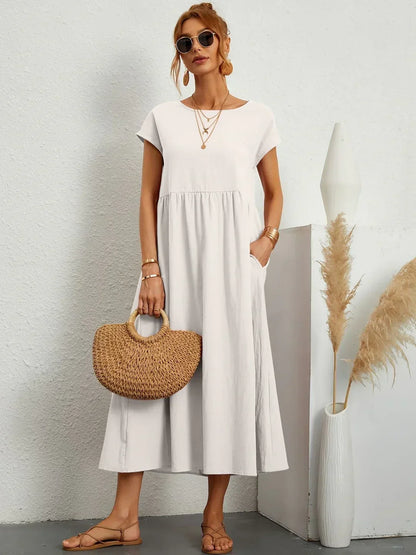 Gabrielle™ | Timeless Elegance Fluid Midi Dress