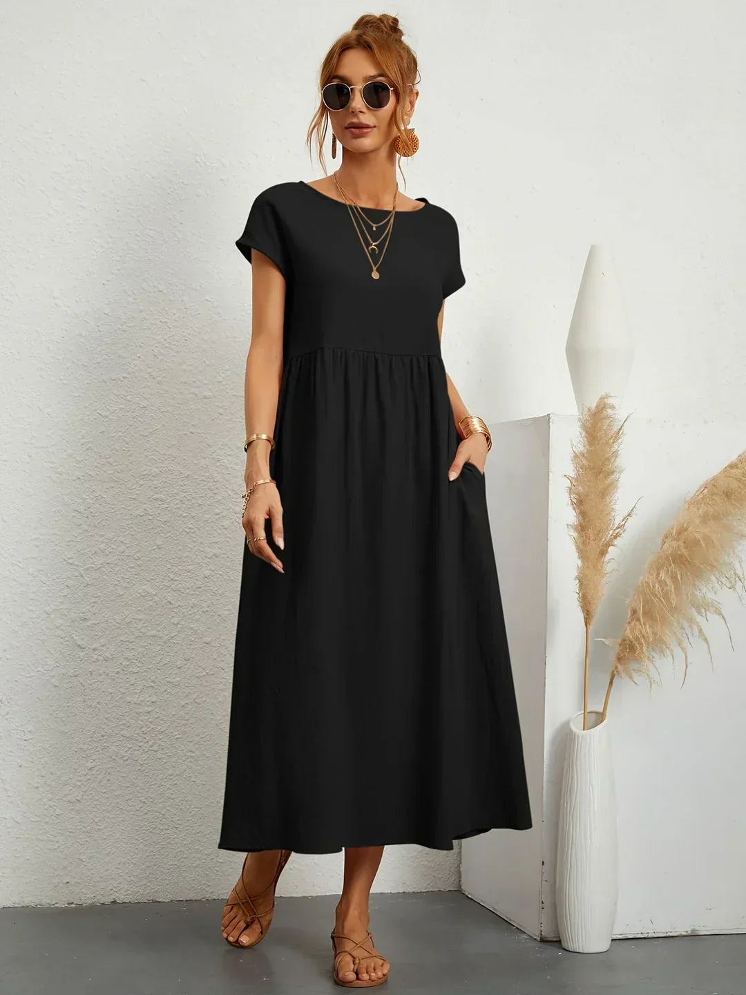 Gabrielle™ | Timeless Elegance Fluid Midi Dress