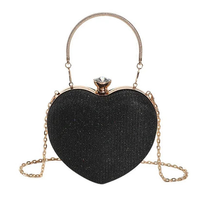 Glossy Heart-Shaped Metal Purse