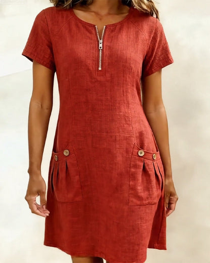 Velariv | Cotton Dress with Zipper Pocket