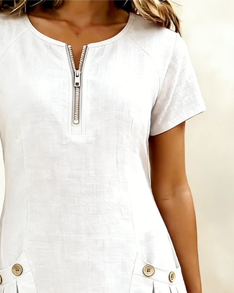 Velariv | Cotton Dress with Zipper Pocket