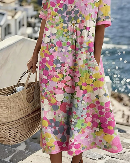 ALENA™ - ELEGANT SUMMER MIDI DRESS WITH FLORAL PATTERN