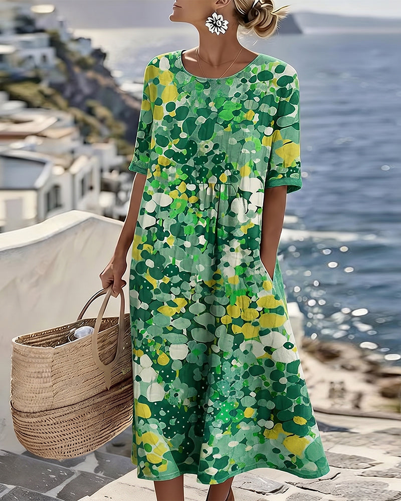 ALENA™ - ELEGANT SUMMER MIDI DRESS WITH FLORAL PATTERN