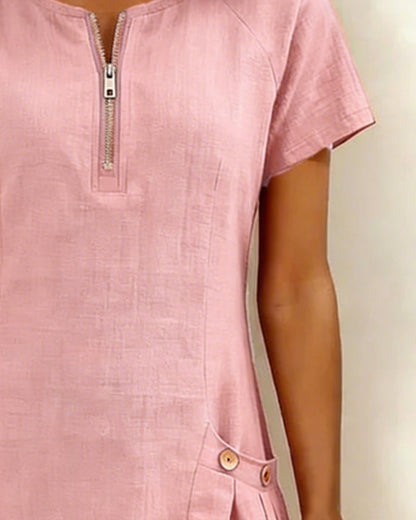 Velariv | Cotton Dress with Zipper Pocket