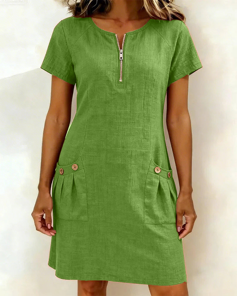 Velariv | Cotton Dress with Zipper Pocket