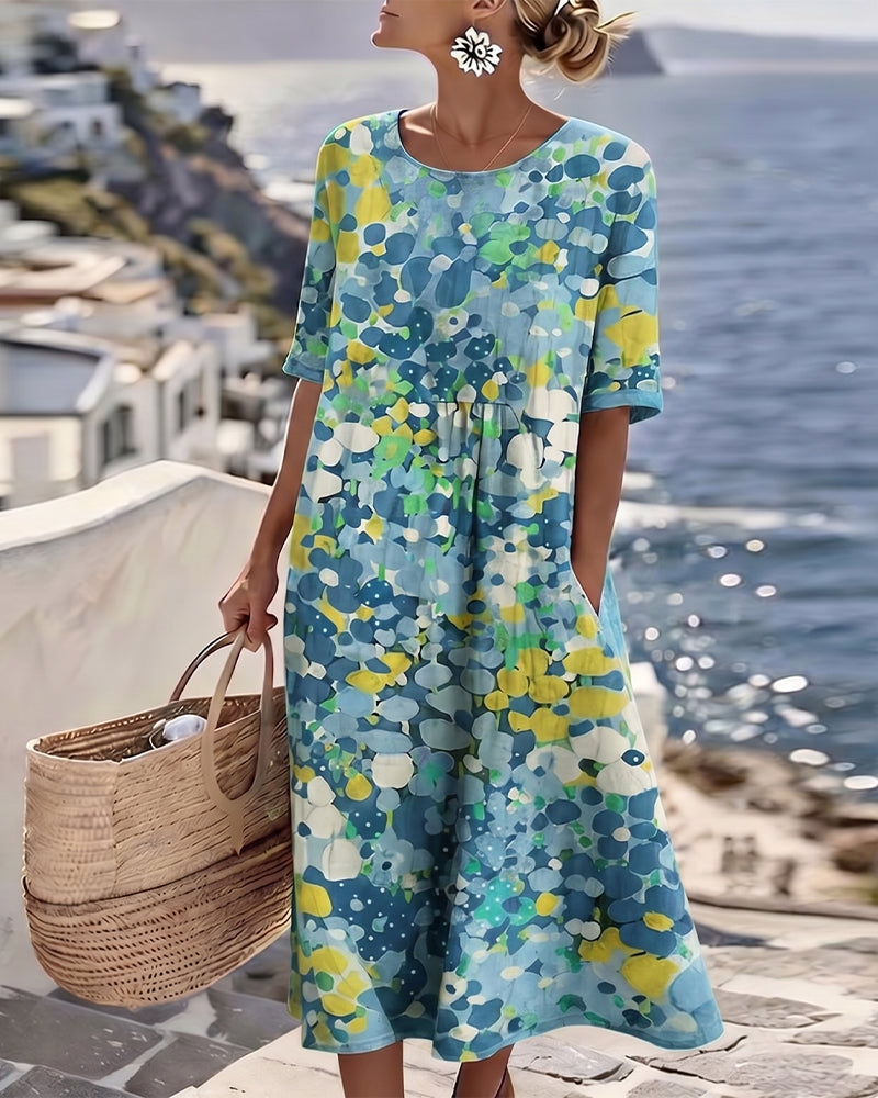 ALENA™ - ELEGANT SUMMER MIDI DRESS WITH FLORAL PATTERN