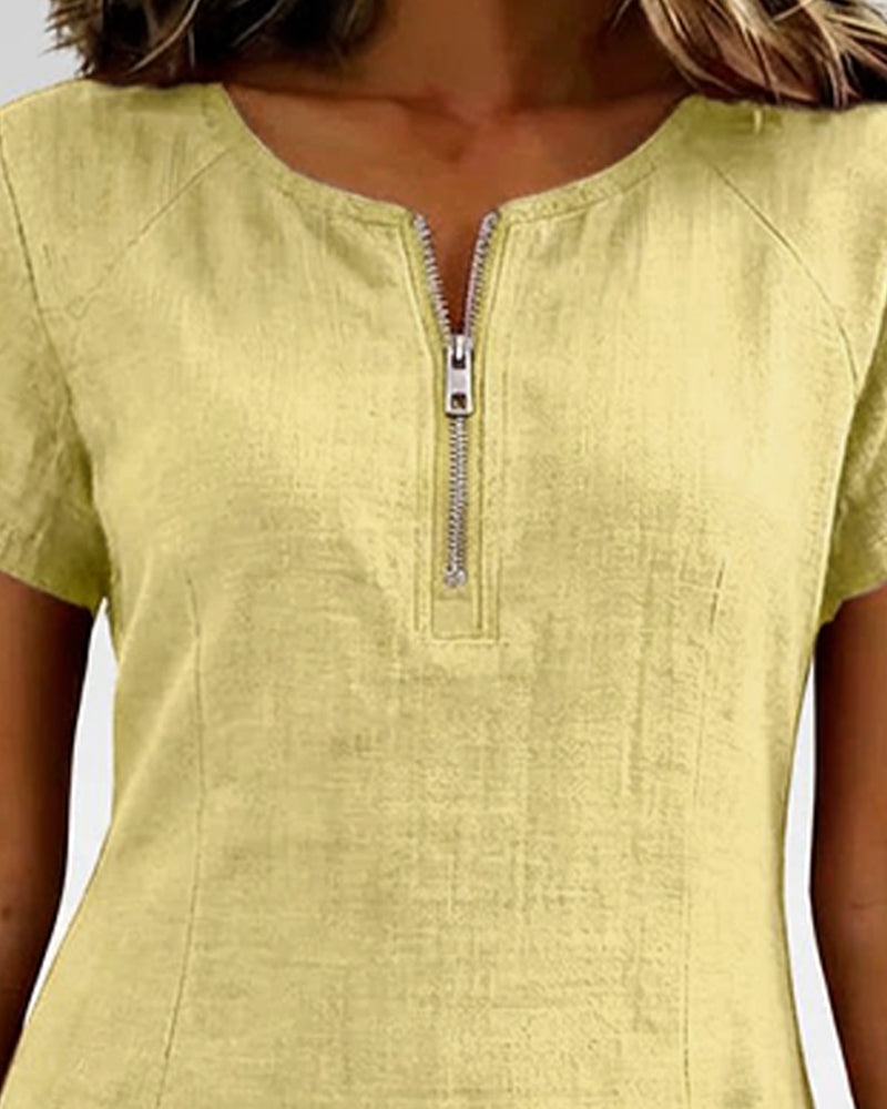 Velariv | Cotton Dress with Zipper Pocket