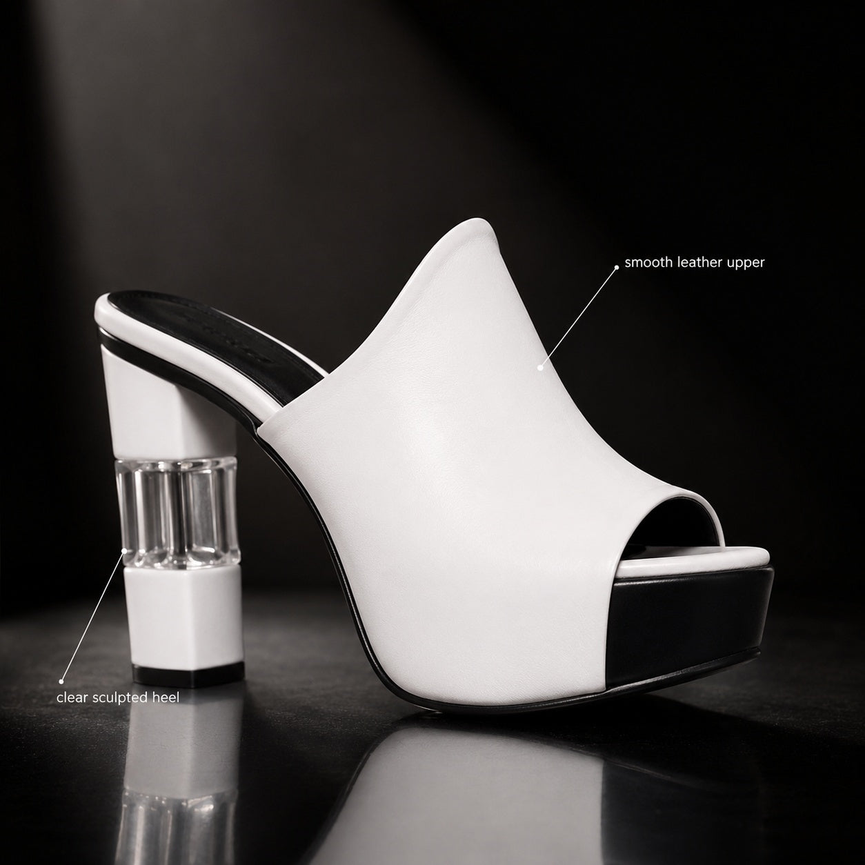 Cristallo Heel Peep-Toe Mules