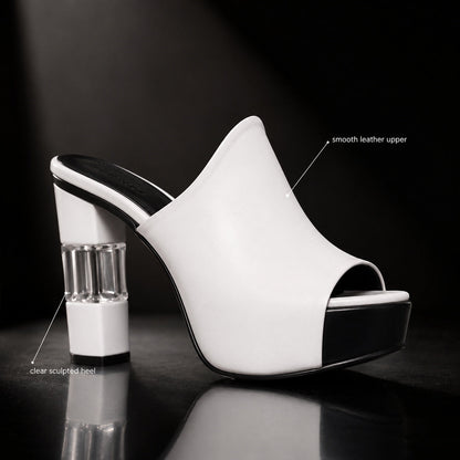 Cristallo Heel Peep-Toe Mules