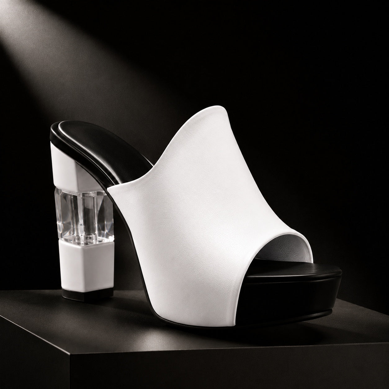 Cristallo Heel Peep-Toe Mules