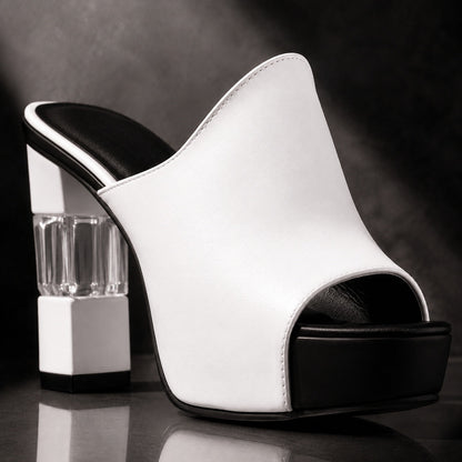 Cristallo Heel Peep-Toe Mules