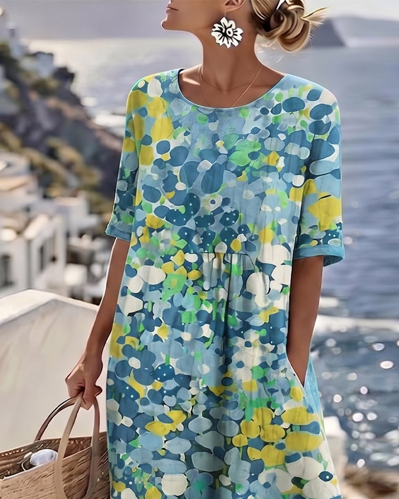 ALENA™ - ELEGANT SUMMER MIDI DRESS WITH FLORAL PATTERN