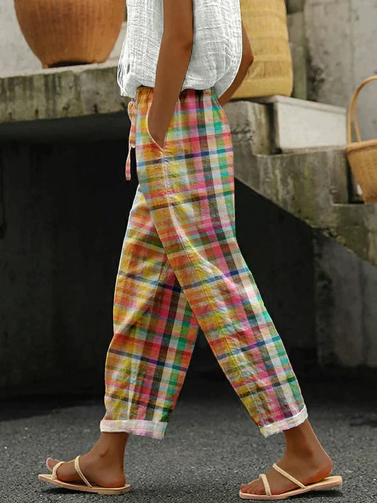ZENARIA – COMFORTABLE CHECKERED PANTS