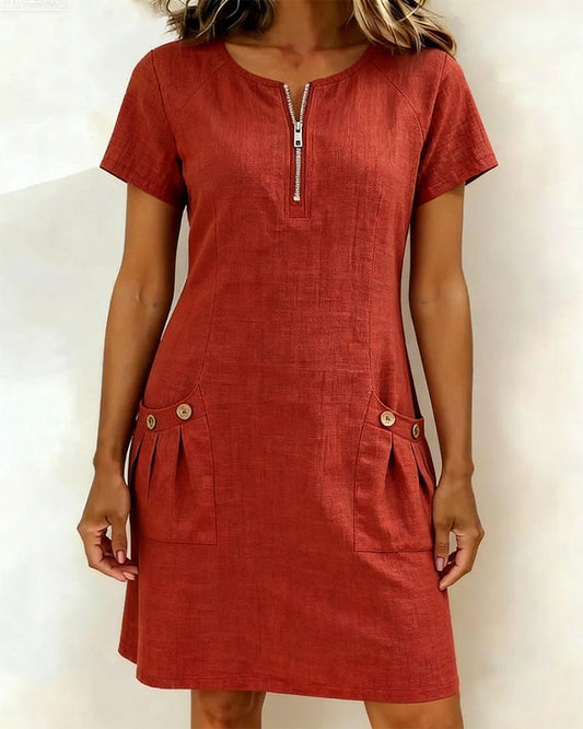 Velariv | Cotton Dress with Zipper Pocket