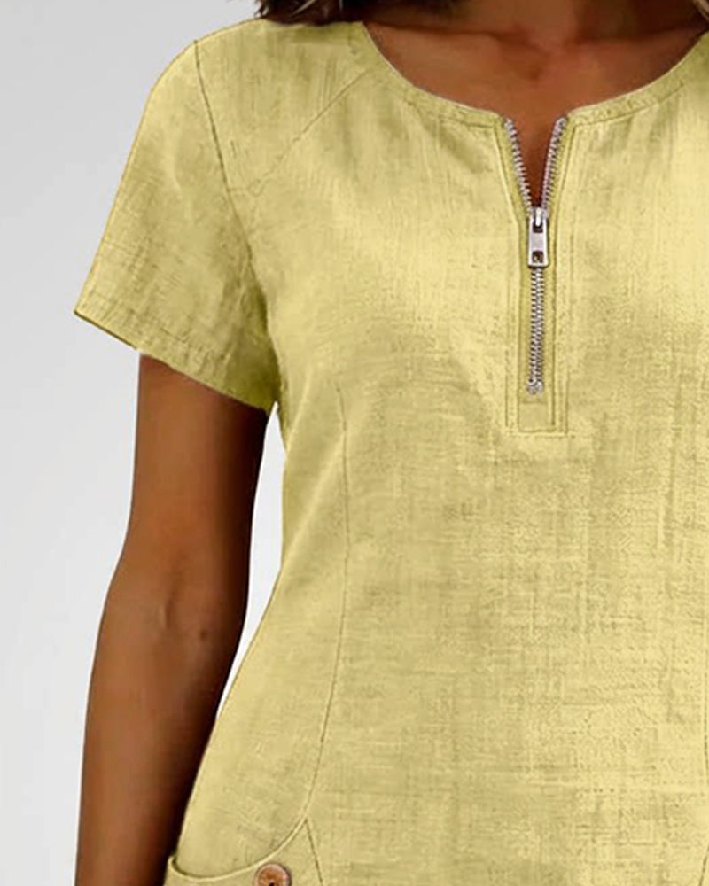Velariv | Cotton Dress with Zipper Pocket