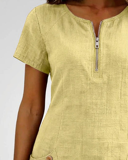 Velariv | Cotton Dress with Zipper Pocket