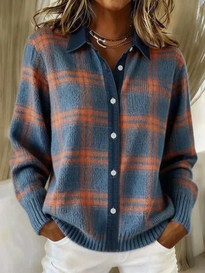 Anna | Soft Knit Plaid Cardigan