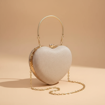 Glossy Heart-Shaped Metal Purse