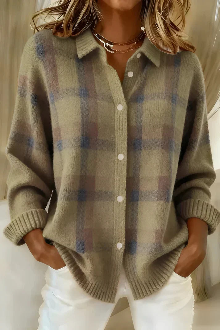 Kiora | Elegant & Cozy Checkered Cardigan