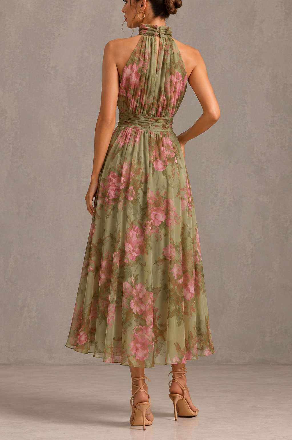 Livia - Elegant Floral Maxi Halter Dress