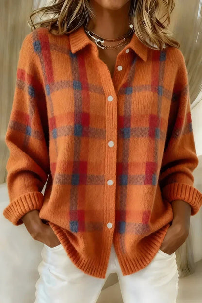 Kiora | Elegant & Cozy Checkered Cardigan