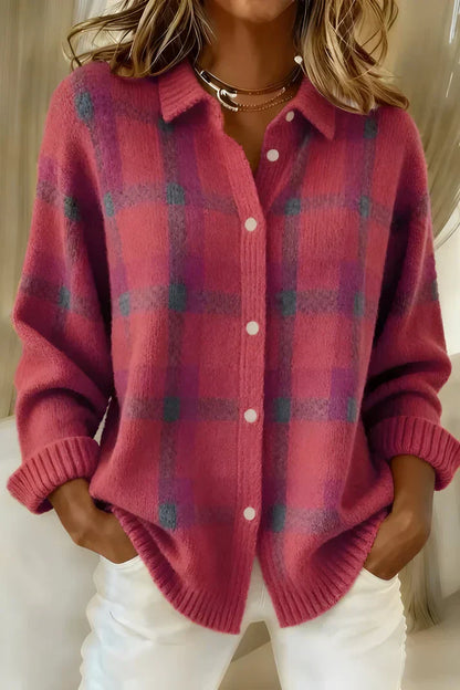 Kiora | Elegant & Cozy Checkered Cardigan