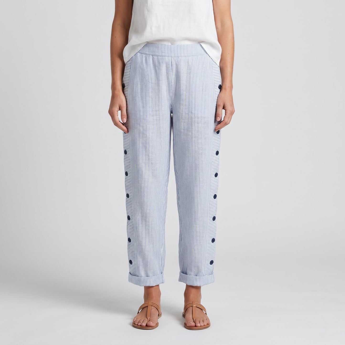 Tess | Striped Panel Button Trousers